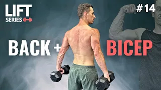 30 Minute BACK AND BICEP WORKOUT with DUMBBELLS | Follow Along