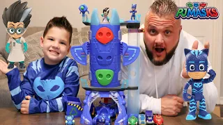PJ MASKS CATBOY HELP CALEB Cross LAVA FLOOR to SAVE PJ MASKS Deluxe Battle HQ PLAYSET TOY FROM ROMEO