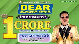 DEAR 1 PM INDUS WEDNESDAY DRAW DATE 24.04.2024 NAGALAND STATE LOTTERIES