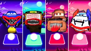 Lightning McQueen Eater vs Bus Eater vs Tow Mater vs Police Car | Tiles