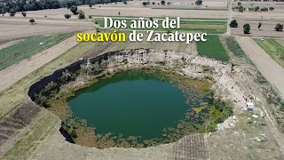 "Sigue creciendo", a dos años, el socavón en Zacatepec luce completamente "diferente"