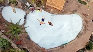 GIANT BUBBLE BATH POOL EXPERIMENT!