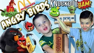 ANGRY TWINS vs. PIGS 🐷 Angry Birds KNOCK OUT 💣+ MCDONALDS Angry Birds  Happy Meal Toys Run! BOOM!