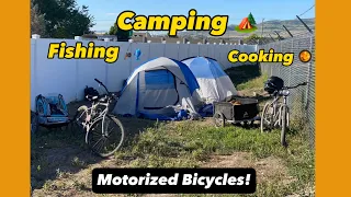 Motorized Bicycle Camping Trip! (Fishing, Cooking, Camping, and Riding!)