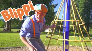 Blippi visita el parque de juegos al aire libre - Blippi Españo | Aprende Colores y Objetos