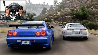 Nissan Skyline R34 GTR - Race Gameplay | Forza Horizon 5 | Steering Wheel Gameplay
