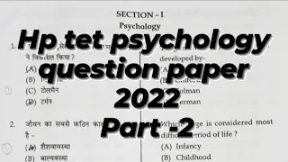 HP TET previous year questions paper solve PSYCHOLOGY 2022 part_2 HP TET/D.El.EdTET 2022-23