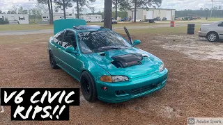 V6 CIVIC?! BACKYARD BUILT RACE VLOG! TEST AND TUNE IFO 2021