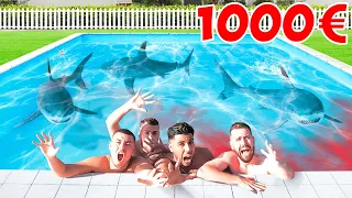 LE DERNIER QUI SORT DE LA PISCINE DE REQUIN AVEC SOUKA et TWINNER GAGNE 1000€ !