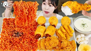 ASMR MUKBANG| 직접 만든 불닭볶음면 뿌링클 양념치킨 치즈볼 먹방 & 레시피 FRIED CHICKEN AND FIRE NOODLES EATING