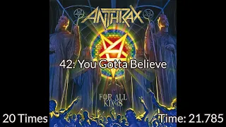 For how long is each Anthrax song title sung?