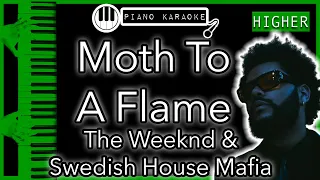 Moth To A Flame (HIGHER +3) - The Weeknd & Swedish House Mafia - Piano Karaoke Instrumental