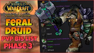 Feral Druid COMPLETE Phase 3 BiS PvP Gear List - Druid Guide Season of Discovery 🎖