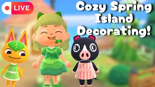 Cozy Spring Island Decorating Finishing Tangy's Yard and Agnes' yard Animal Crossing New Horizons