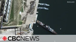 Ukrainian officials say missiles hit Russia warship