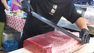 Giant bluefin tuna cutting Luxurious sashimi  / 巨大黑鮪魚切割金三角 - Taiwanese Street Food