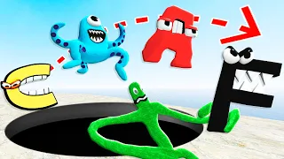 Who has the Longest Jump? 🌈 Rainbow Friends vs Alphabet Lore ✏️