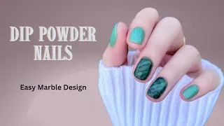 Dip Powder Nails at Home | SHORT Nails | EASY Marble Design with Alcohol Inks