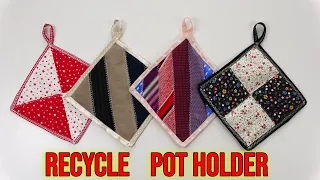 DIY 10 MINUTE POT HOLDERS / Easy Sewing Project / Recycling Of Old Pants, Old Ties, Leftover Fabric