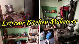 Old and small Indian Kitchen Makeover | Extreme Kitchen Makeover in low budget