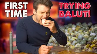 EATING BALUT FOR THE FIRST TIME! FOREIGNER EATS FILIPINO STREET FOOD!