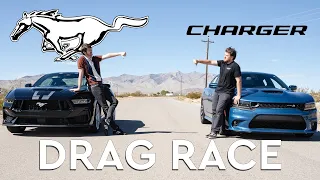 Dodge Charger Scat Pack vs. Ford Mustang GT: Drag Race Showdown!