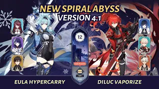 New Spiral Abyss 4.1 [Genshin Impact] | Eula Hypercarry + Diluc Vaporize - | Floor 12 (9★)