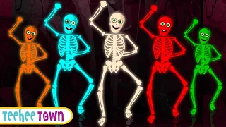 Five Skeleton Went Out One Night Song + Spooky Scary Skeletons Videos | Teehee Town