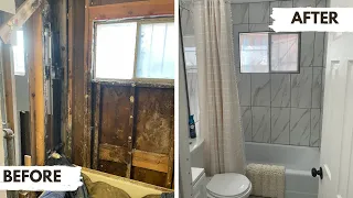 DIY Bathroom Remodel - Renovation Timelapse in Under 15 Minutes