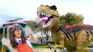 Dinosaurs For Kids | Soso Plays With Her Dinosaur Toys That Become Big!