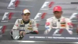 Heikki and Kimi speaking Finnish at Fuji 2007