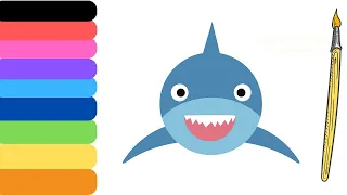drawing and coloring a shark head with funny
