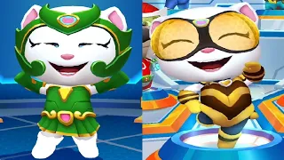 TALKING TOM HERO DASH NEW UPDATE Superhero ANGELA New Outfit VS  QUEEN BEE ANGELA Android Gameplay