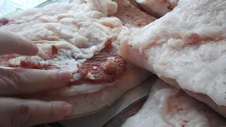 Обзор сала и мяса от вьетнамской  мраморной свиньи в возрасте  1г 2мес.