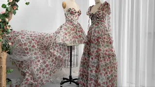 Making two rose print dress, which do you like better?
