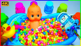 Satisfying Video l Mixing All Store Bought Slime  Colour Balls Smoothie into Bathtub Baby ASMR.