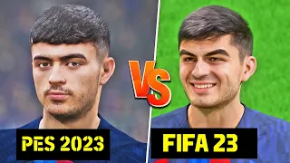 FIFA 23 vs eFootball 2023 - Barcelona Player Faces Ft. Lewandowski, Pedri, Gavi | Fujimarupes