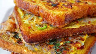 Spicy Egg Bread Omelette Toast Recipe | Masala Bread Toast Recipe | Quick Breakfast