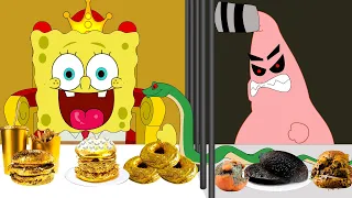 Rich Jail vs Broke Jail Food 👑| CARTOON MUKBANG ANIMATION | SPONGEBOB ANIMATION - SLIME CAT