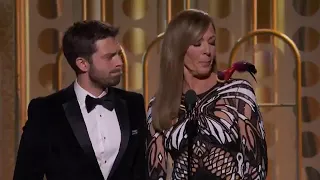 Sebastian Stan and Allison Janney presenting at the Golden Globes