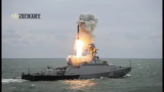 How a 950 ton Russian Navy small warship fires 8 Kalibr cruise missiles in one go