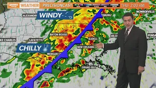 Strong to severe storms possible tonight with much colder air arriving on Christmas Eve