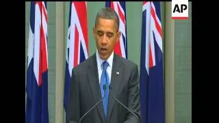 President Barack Obama addressed the Australian Parliament Thursday and vowed to expand U.S. influen