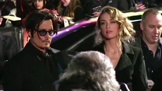 Johnny Depp and Amber Heard at the premiere of Mortdecai in London