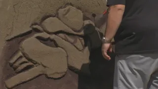 Local artist creates Buffalo Bandits logo out of sand