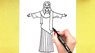 Jesus Drawing: How to Draw Jesus 📿|EASY| Step by step drawing | Super Easy Drawing