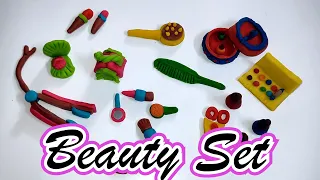 Amazing technique to make Beauty set with polymer clay | diy clay makeup miniatures | easy crafts