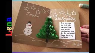 3D Papier Weihnachtsbaum Weihnachtskarte basteln mit Schneemann 🎄 Paper Christmas tree card DIY