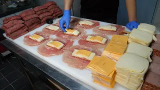 ham double cheese pork cutlet - korean street food