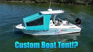 Amazing tent for our boat (custom for center console)